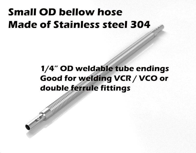 BROWNIAN MOTION TECHNOLOGY 1/4" OD Tube Small Size Bellow Hose fit swagelok Compression Fittings (tube ending = 1/4", end to end length = 2 feet / 2ft or 610mm) - Image 2